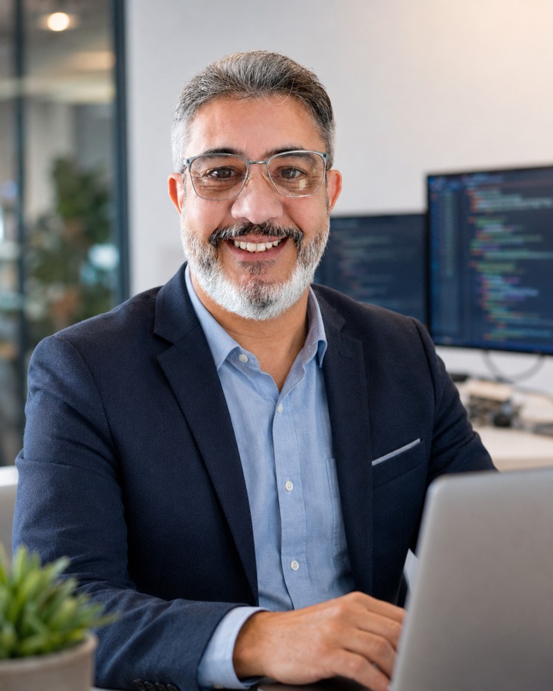 Daniel Neumamm em ambiente de trabalho